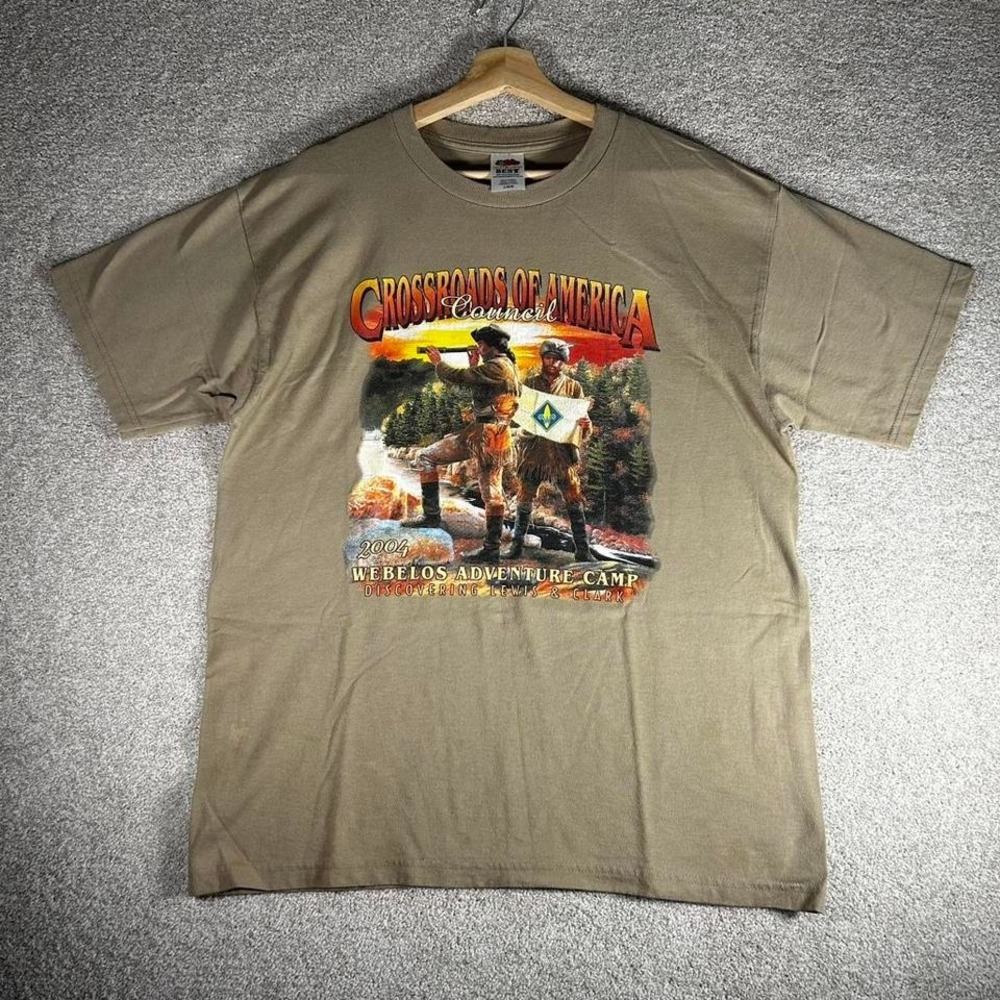 Vintage 2004 Lewis & Clark nature earth tone tee shirt tshirt